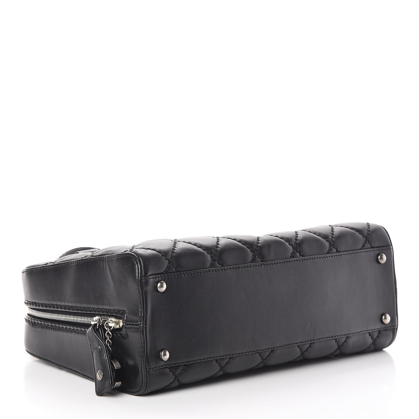 Calfskin Quilted Top Handle Bag Black