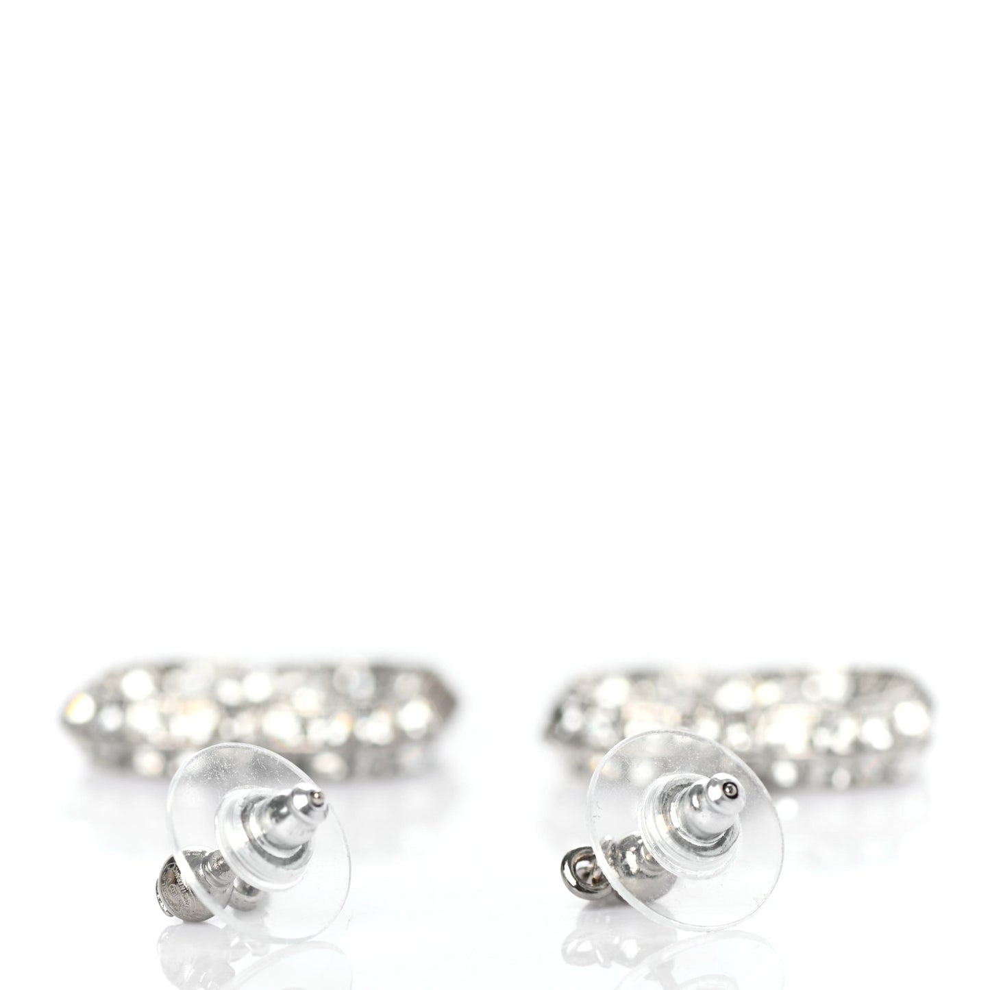Baguette Crystal CC Drop Earrings Silver