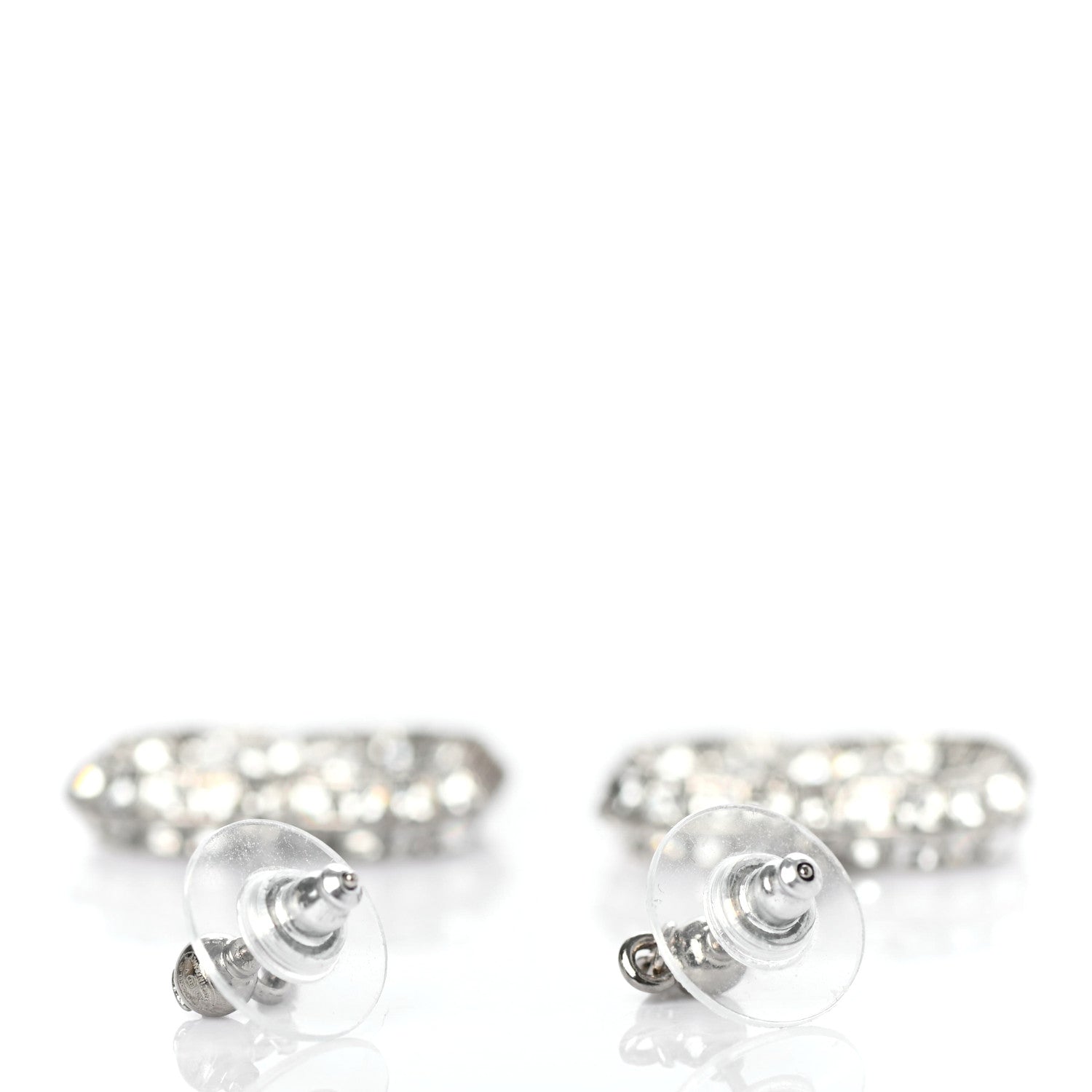 Chanel Baguette Crystal CC Drop Earrings Silver 4 of 4