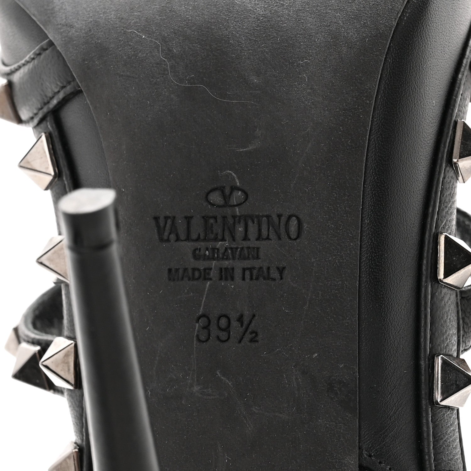 Valentino Garavani Calfskin Nappa Rockstud Ankle Strap 100mm Pumps 39.5 Black 7 of 9