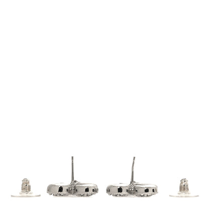 Chanel Crystal CC Heart Drop Earrings Silver 3 of 5