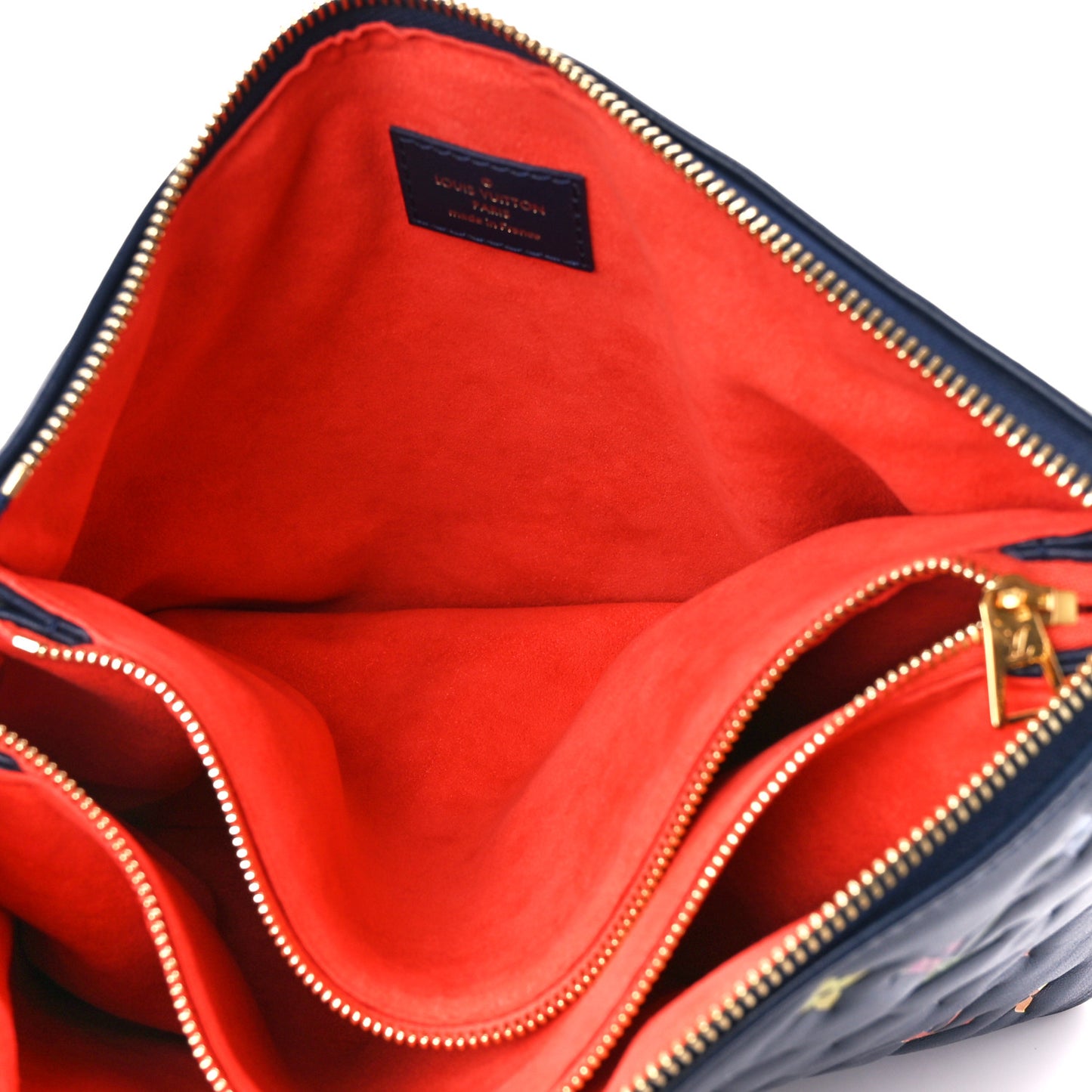 Lambskin Embossed Monogram LV Garden Coussin PM Navy