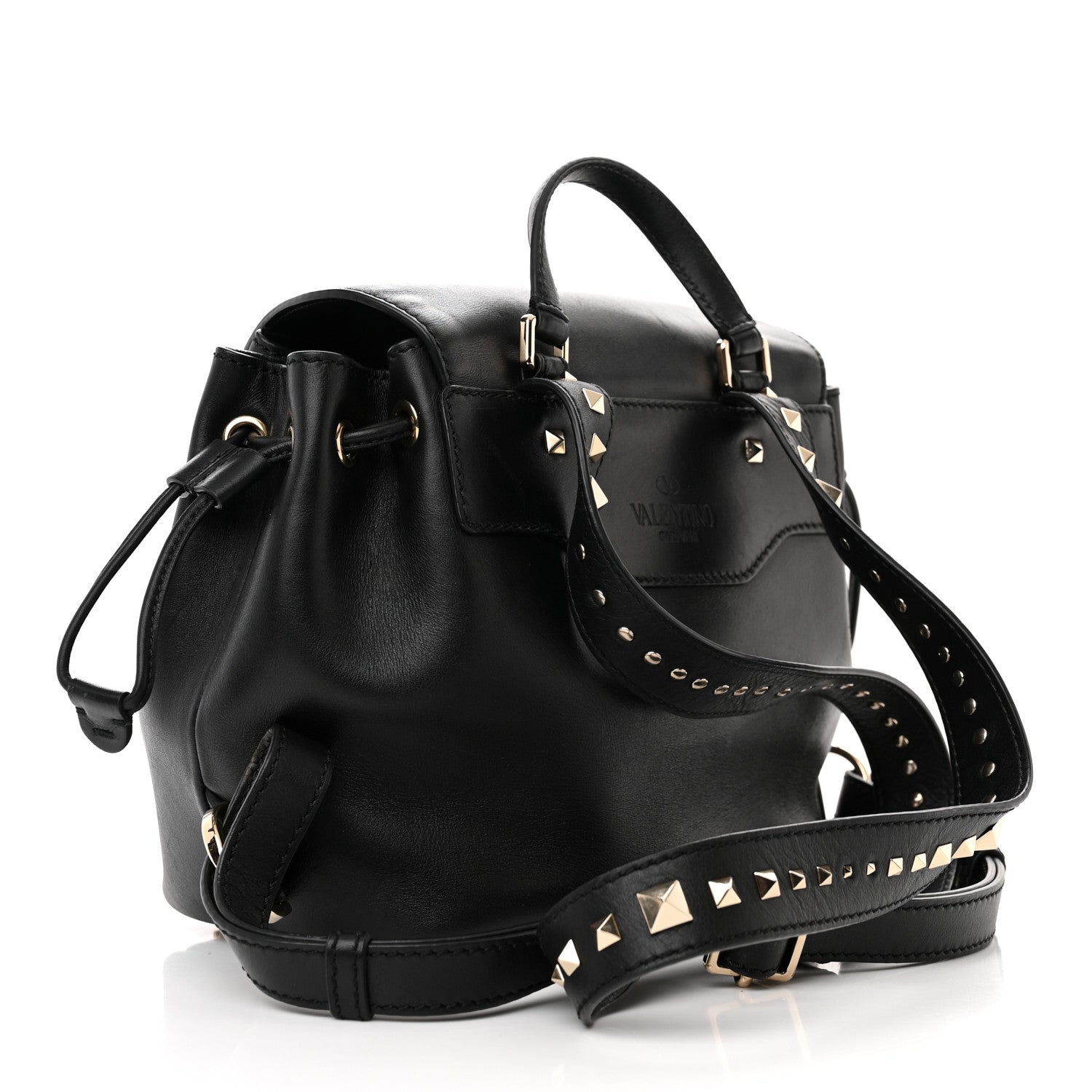 Valentino Garavani Vitello Rockstud Demilune Backpack Black 3 of 17