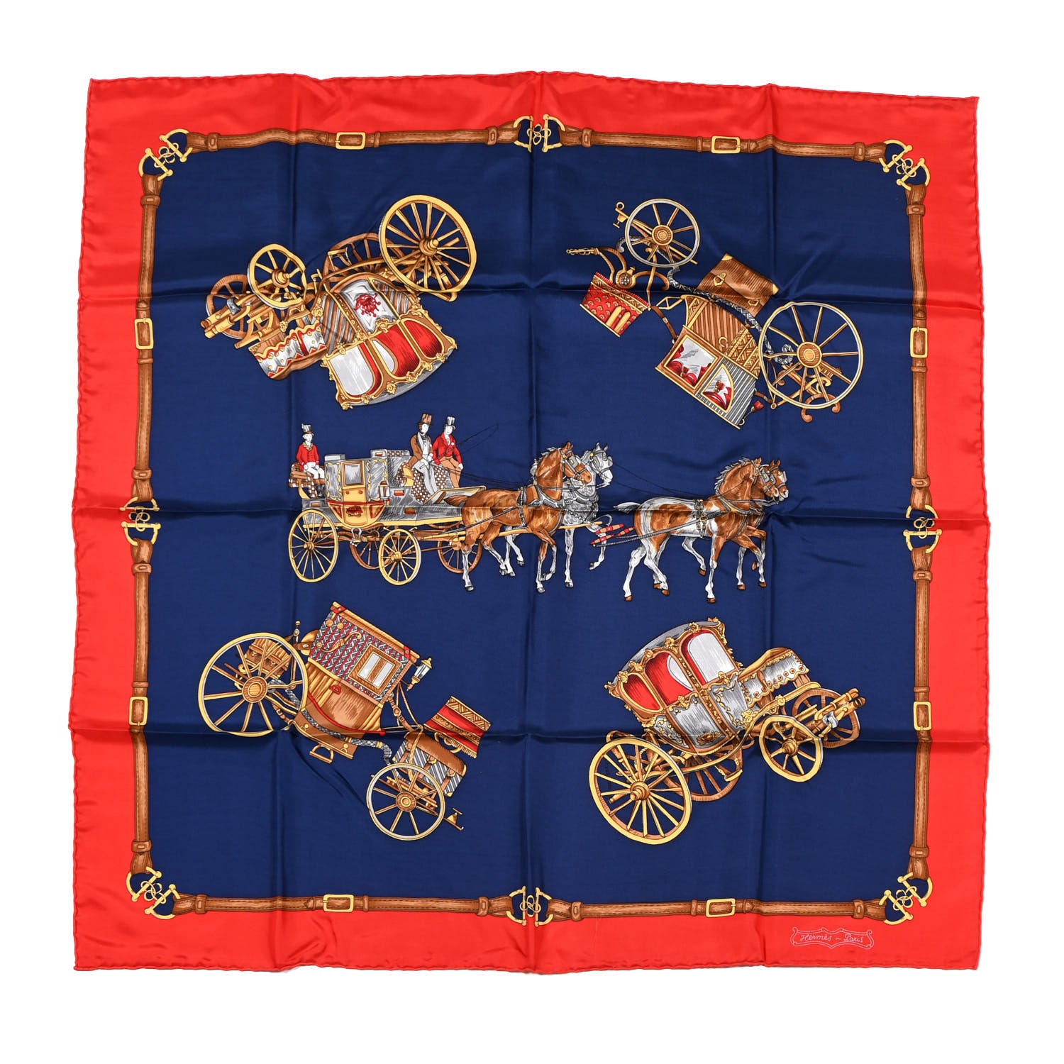 Hermes Silk Horse And Carriage Scarf 90 1 of 6