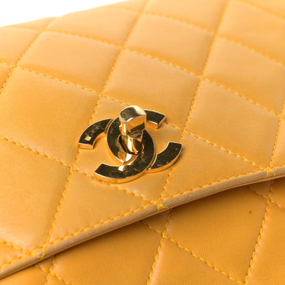 Chanel Lambskin Quilted Backpack Yellow 8 of 13