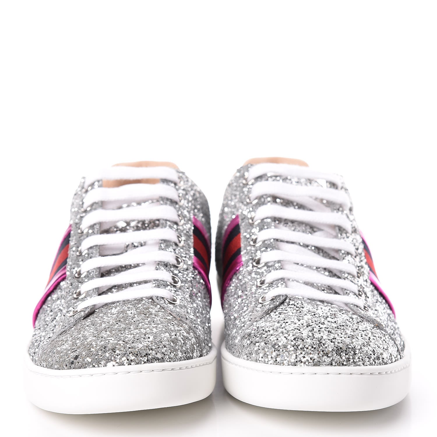 Gucci Glitter Web Womens Ace Sneakers 39 Silver 2 of 9