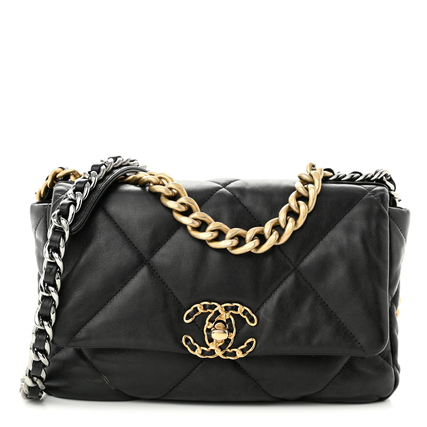 Lambskin Quilted Medium Chanel 19 Flap Black