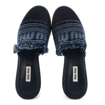 Miu Miu Denim Logo Sandals 39.5 Bleu 2 of 8