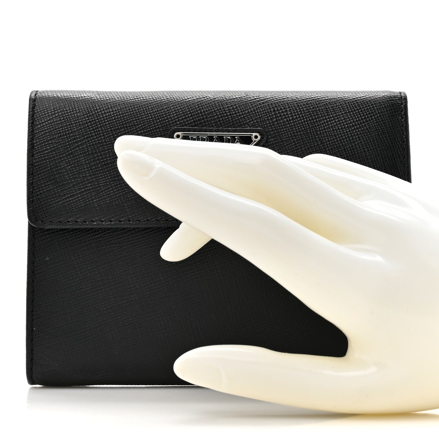 Saffiano Metal Flap Wallet Black