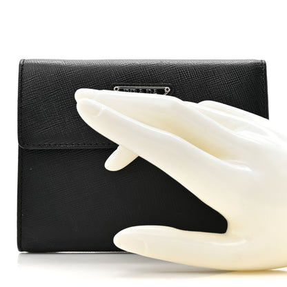 Prada Saffiano Metal Flap Wallet Black 2 of 11