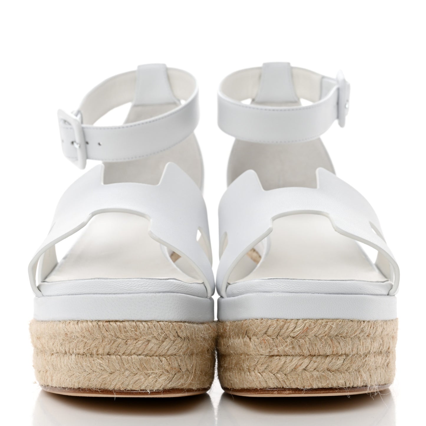 Goatskin Elda Espadrille Wedge Sandals 38 White