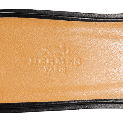 Hermes Box Calfskin Oran Sandals 38 Black 7 of 7