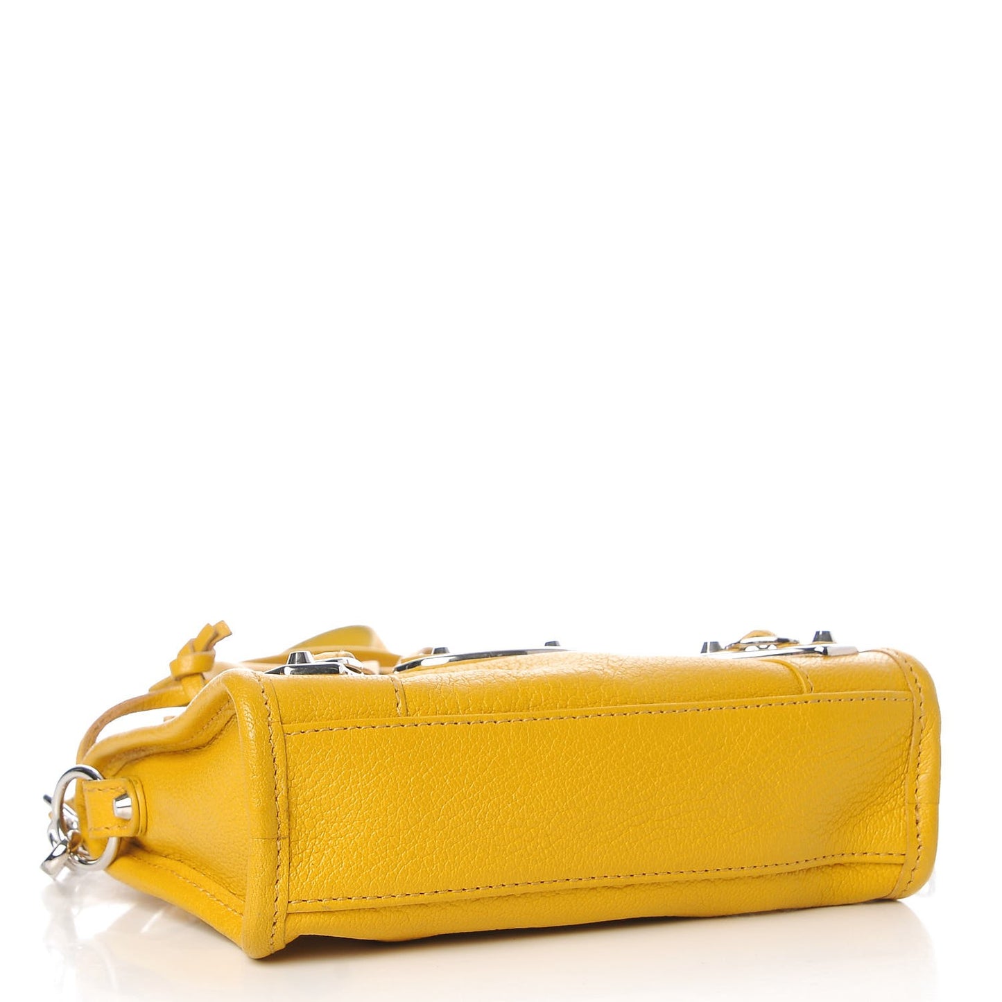 Chevre Silver Metallic Edge Hardware Nano City Jaune Epi