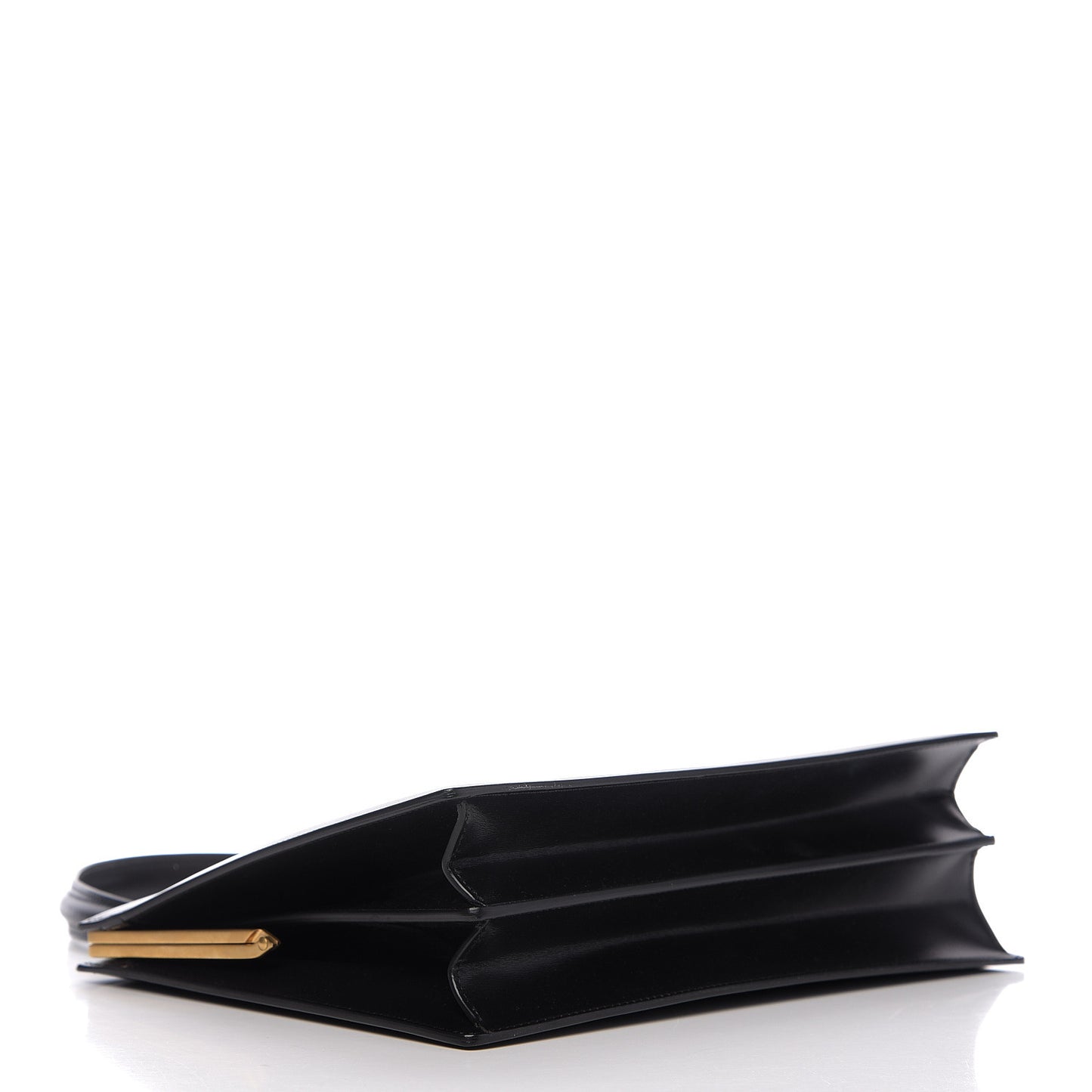 Box Calfskin Medium Clasp Bag Black