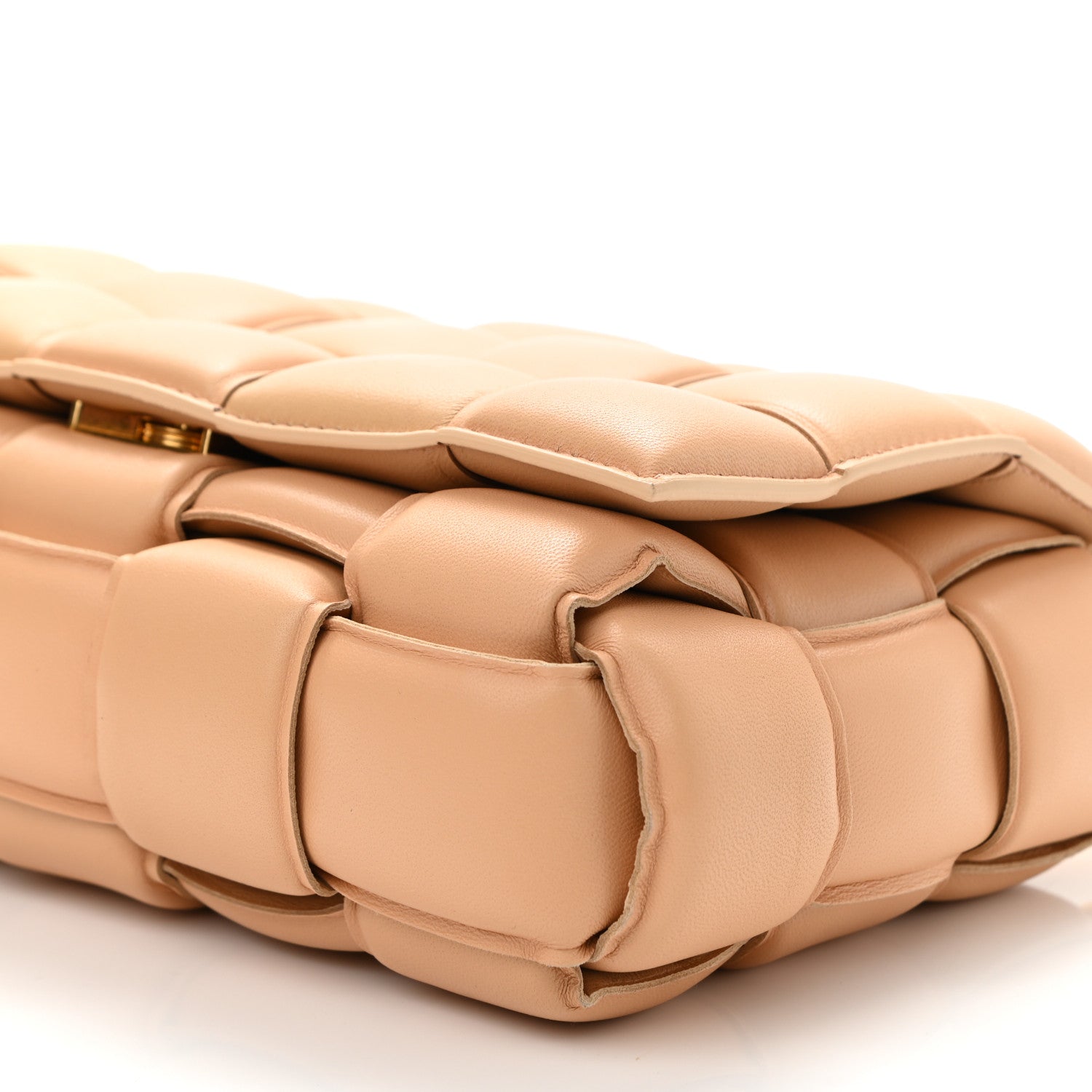 Bottega Veneta Lambskin Maxi Intreccio Padded Chain Cassette Crossbody Bag Almond 9 of 9
