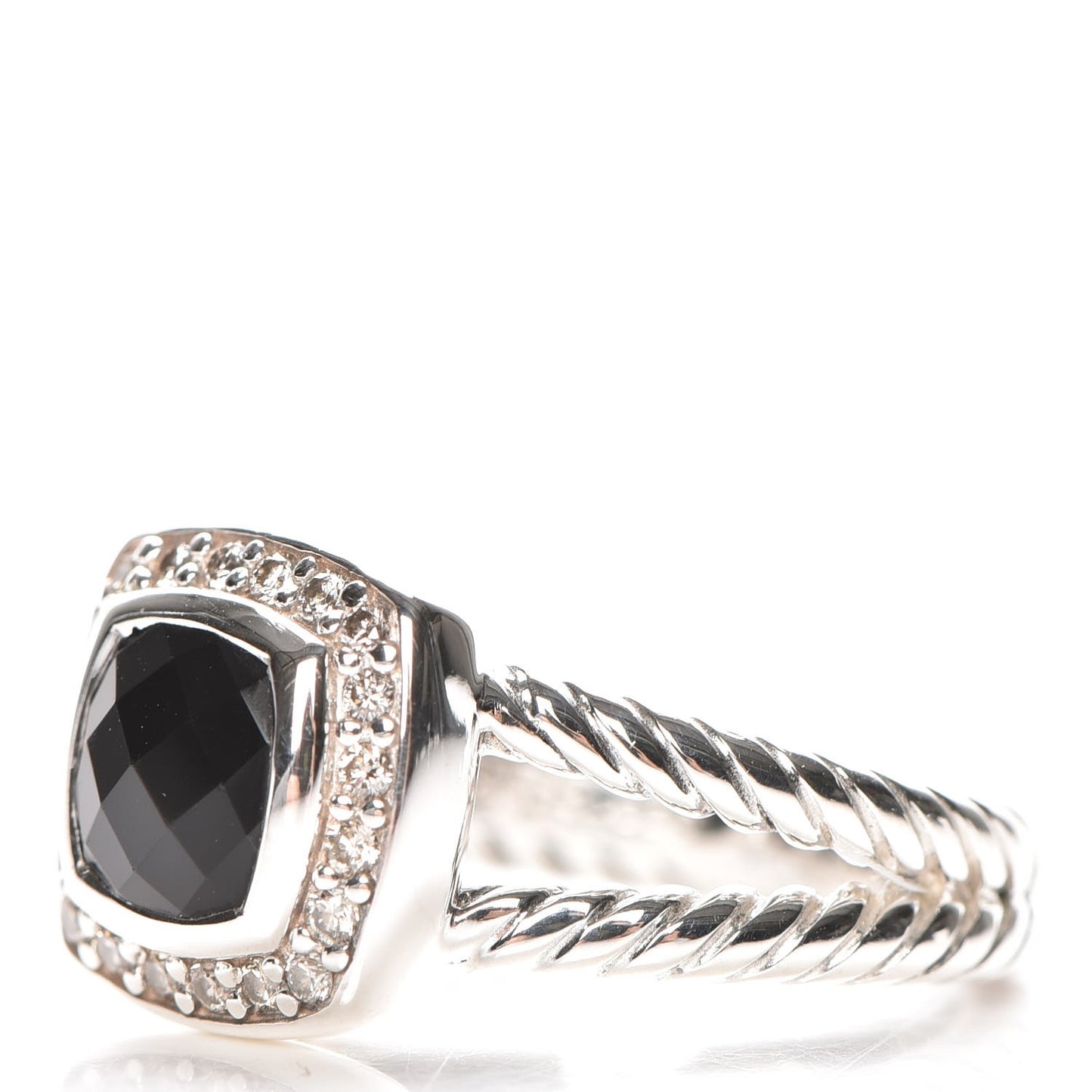 Sterling Silver Diamond Black Onyx 7mm Petite Albion Ring 54 7