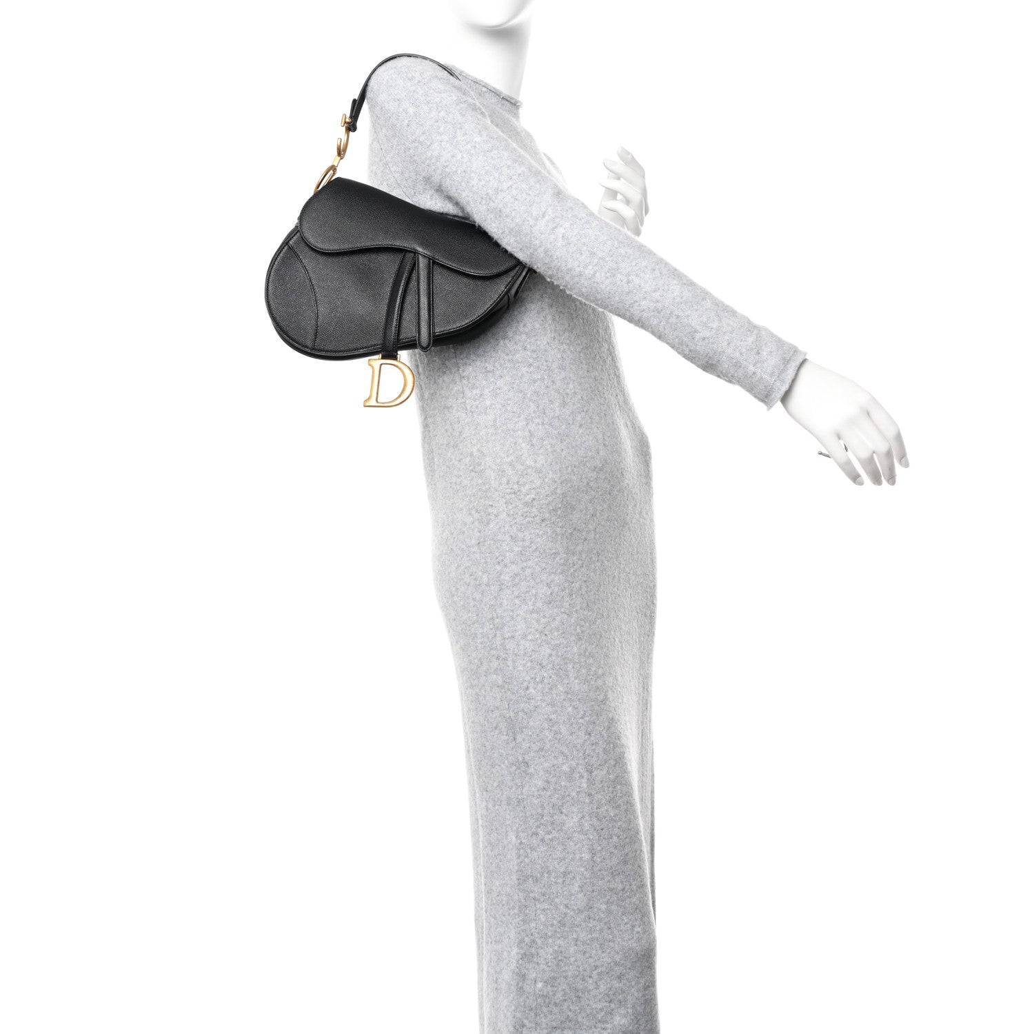 Christian Dior Grained Calfskin Saddle Bag Black 2 of 13