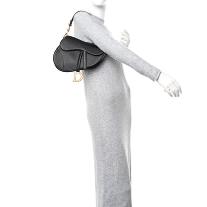 Christian Dior Grained Calfskin Saddle Bag Black 2 of 13