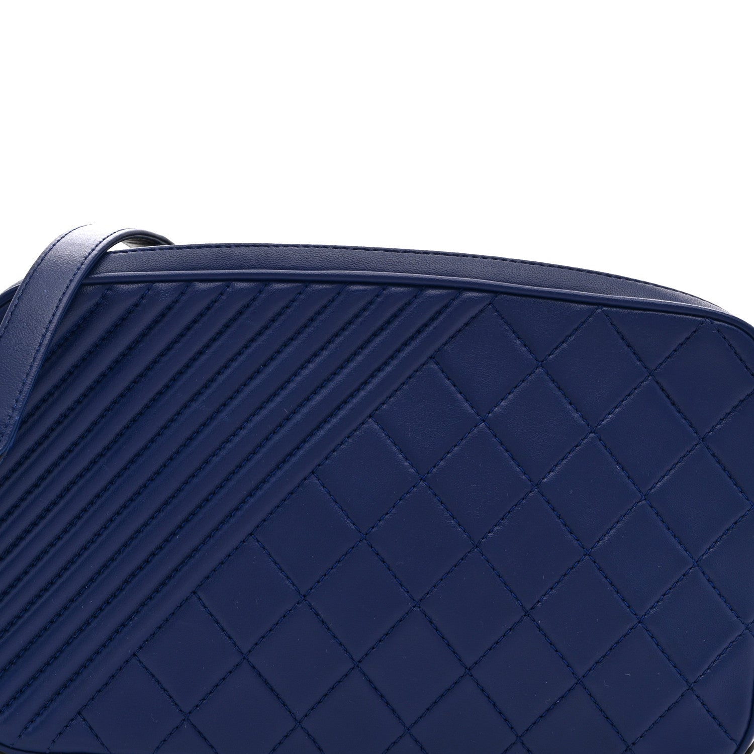 Chanel Lambskin Large Coco Boy Camera Case Blue 9 of 11