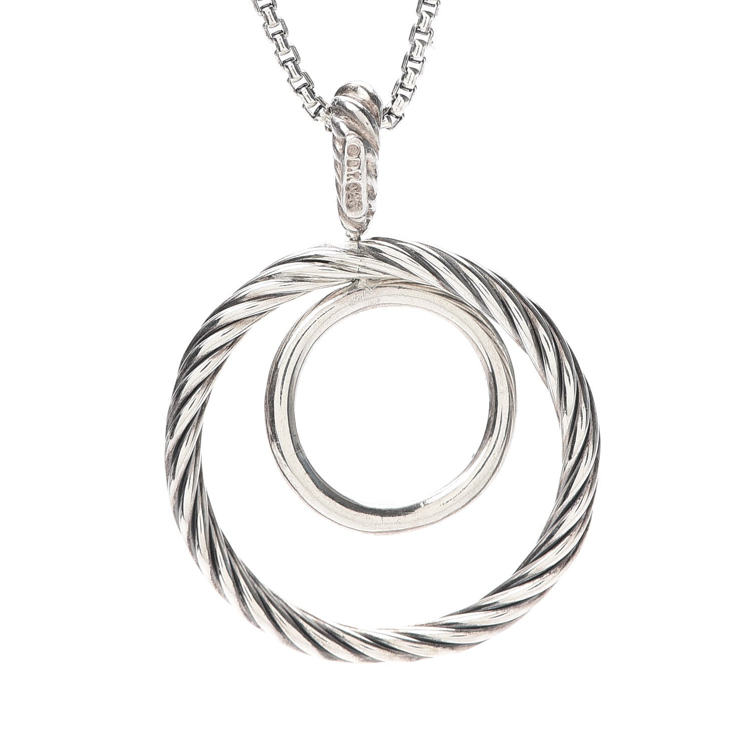 David Yurman Sterling Silver Diamond Mobile Circle Pendant Necklace 5 of 5