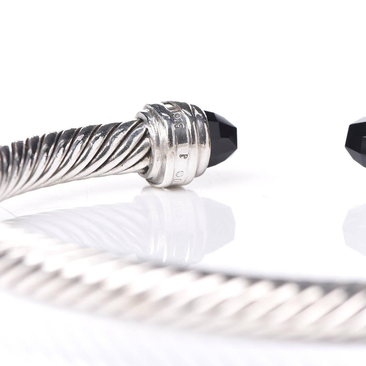 Sterling Silver Diamond Black Onyx 5mm Cable Classics Princess Bracelet