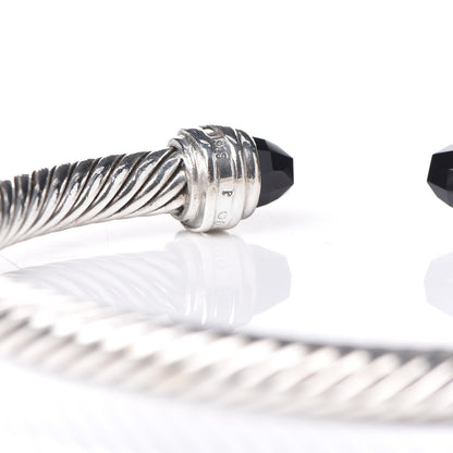 David Yurman Sterling Silver Diamond Black Onyx 5mm Cable Classics Princess Bracelet 4 of 5