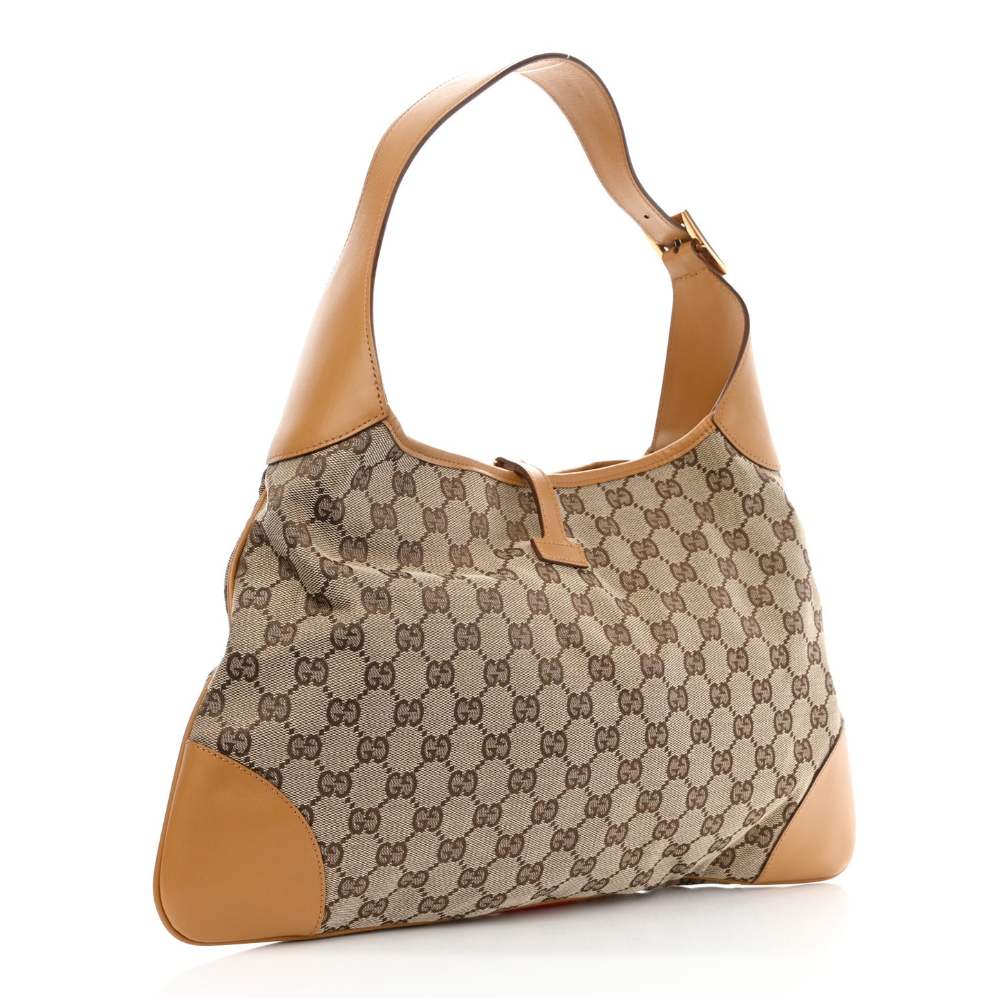 Monogram Lobster Clasp Jackie O Hobo Red Beige