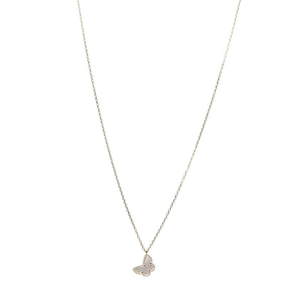 Van Cleef & Arpels 18K Yellow Gold Mother of Pearl Sweet Alhambra Butterfly Pendant Necklace 1 of 7