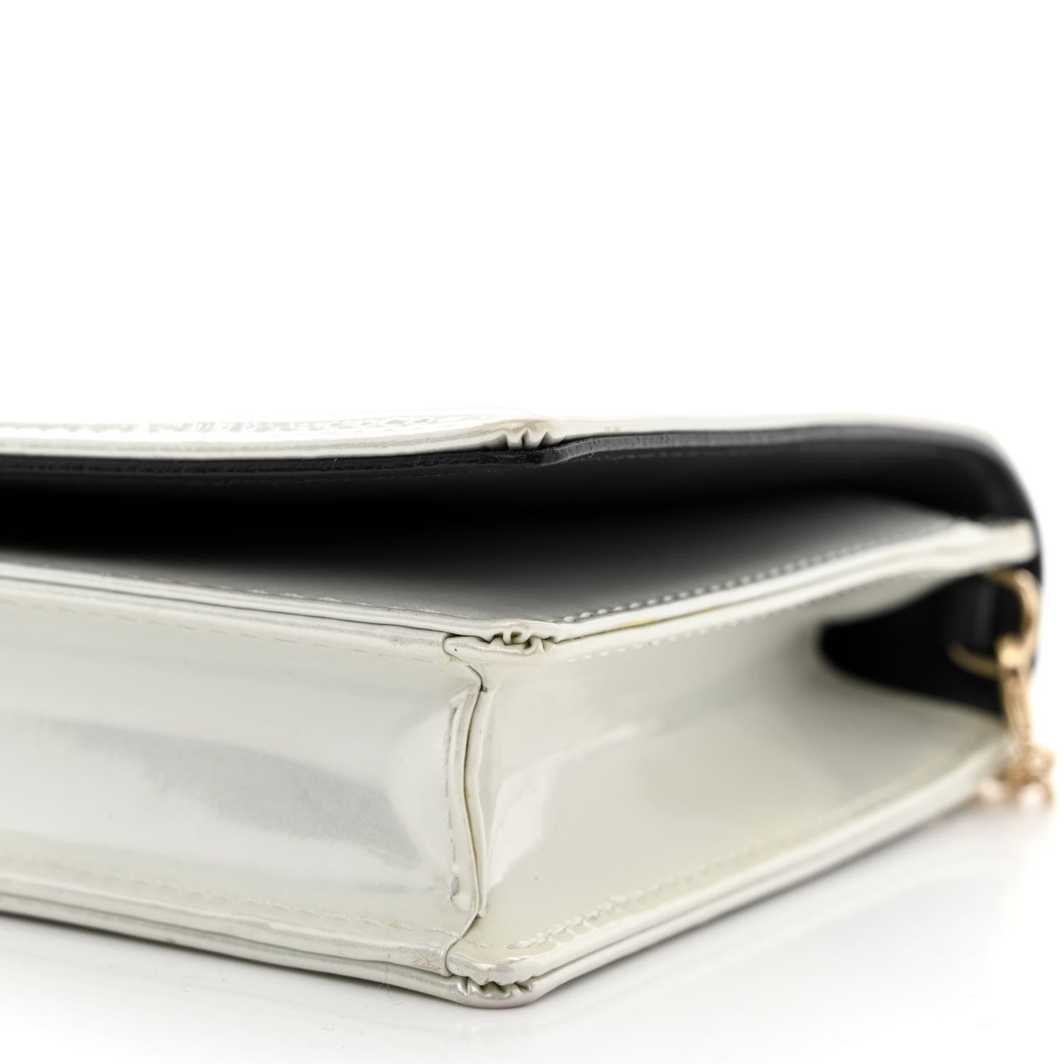 Christian Dior Patent Micro-Cannage Diorama Wallet on Chain Pouch White 10 of 11