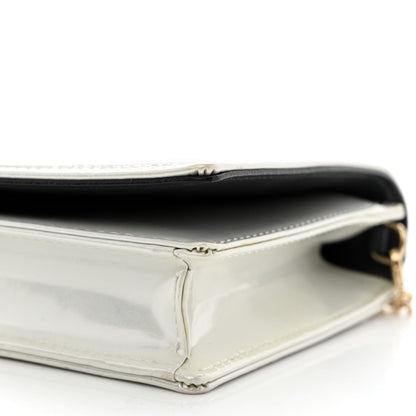 Christian Dior Patent Micro-Cannage Diorama Wallet on Chain Pouch White 10 of 11