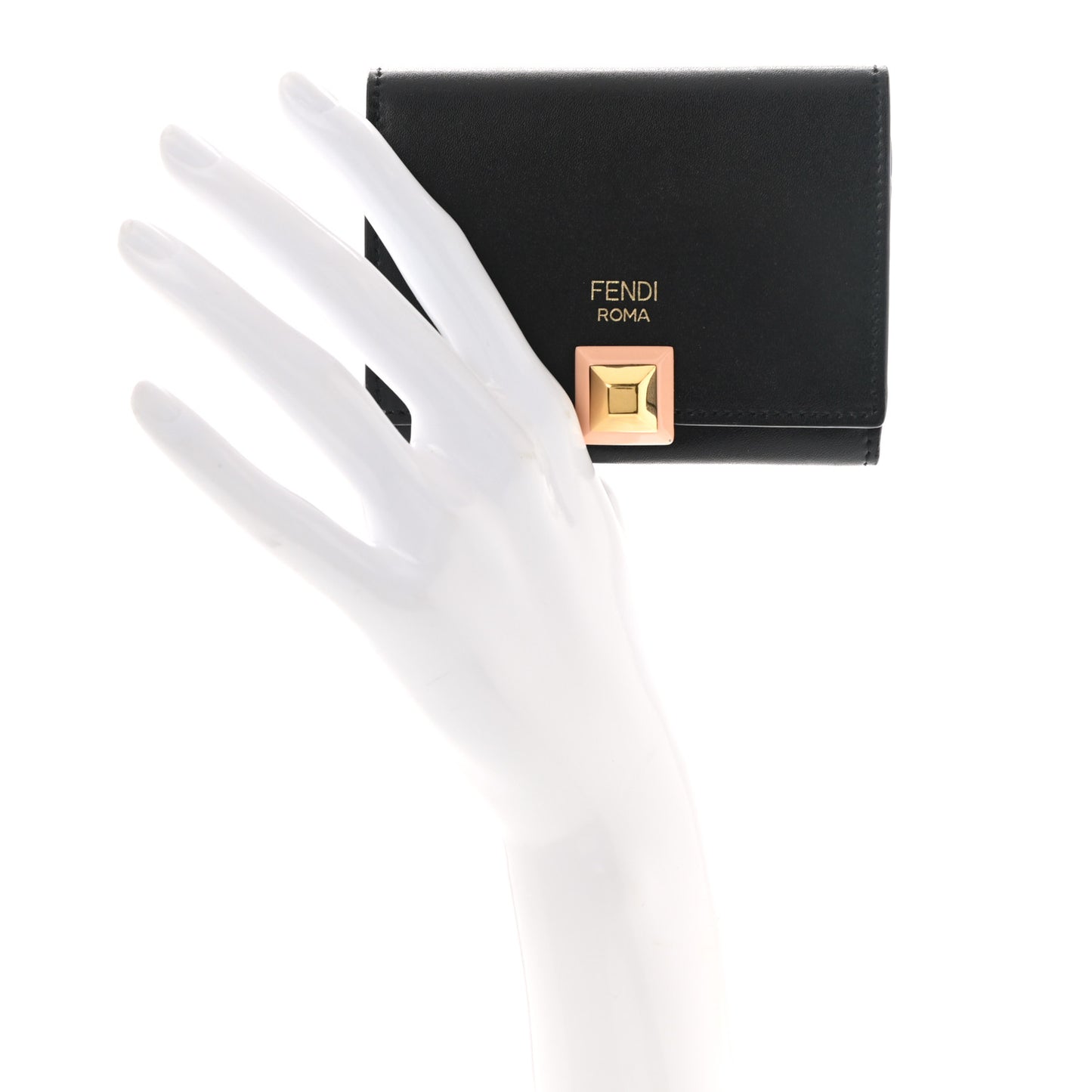 Vitello Liberty Studded Fold Over Card Holder Black