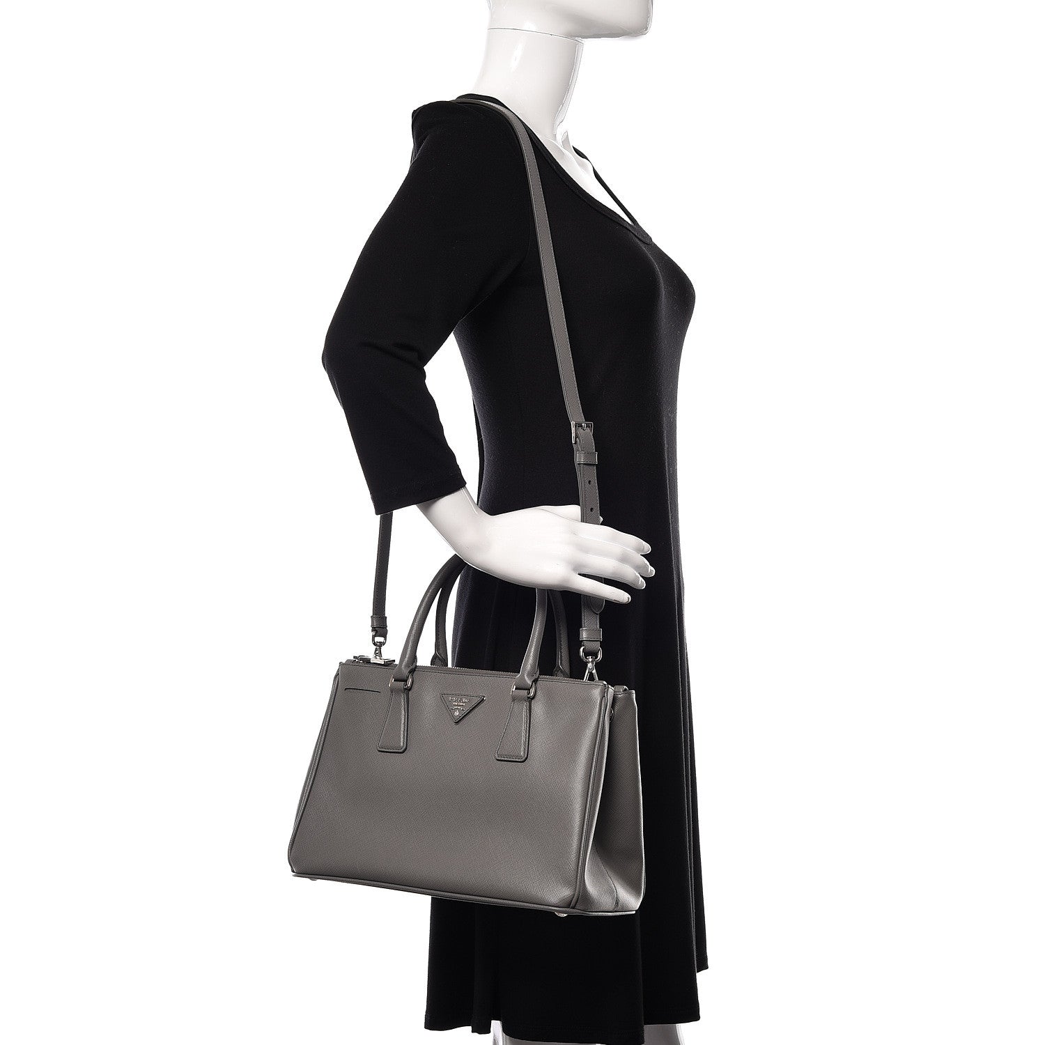 Prada Saffiano Small Galleria Double Zip Tote Marmo 2 of 18