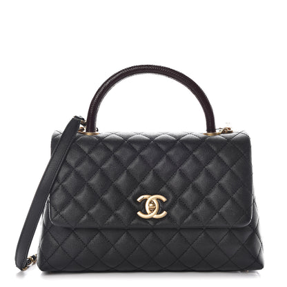 Chanel Caviar Lizard Embossed Quilted Small Coco Handle Flap Black 1 of 10