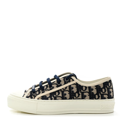 Christian Dior Canvas Oblique Walk'N'Dior Low Top Sneakers 37 Deep Blue 1 of 8