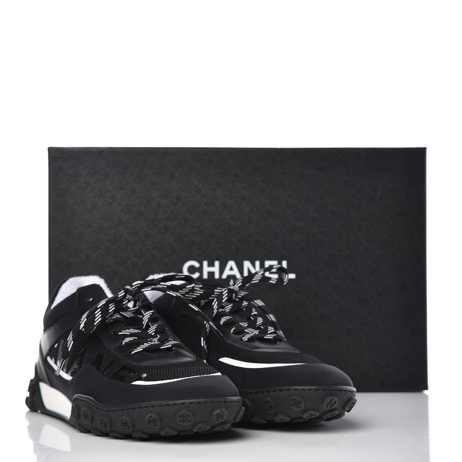 Chanel Calfskin Mesh Sneakers 38.5 Black 8 of 8
