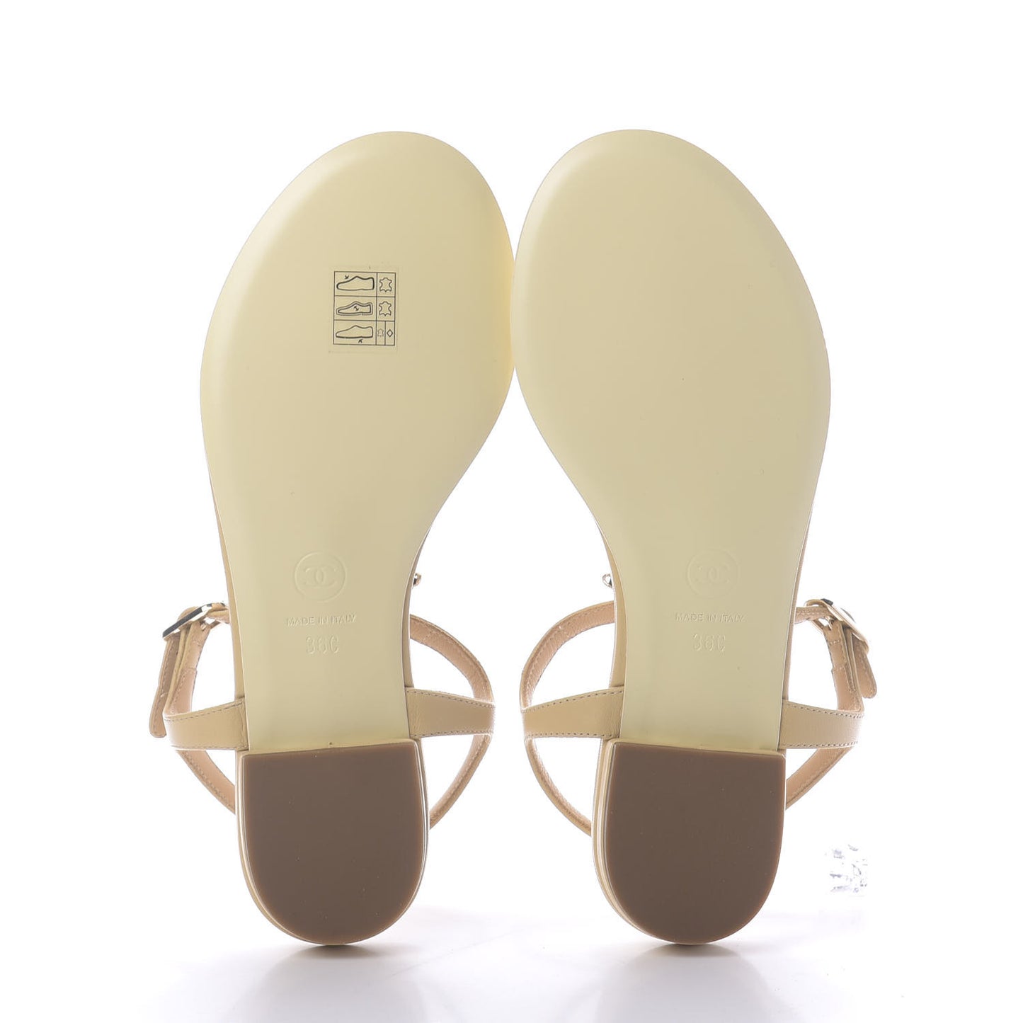 Lambskin CC Chain Thong Sandals 36 Beige