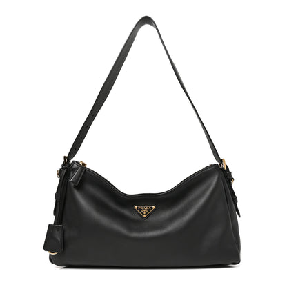 Prada Soft Calfskin Large Aimée Shoulder Bag Black 1 of 9