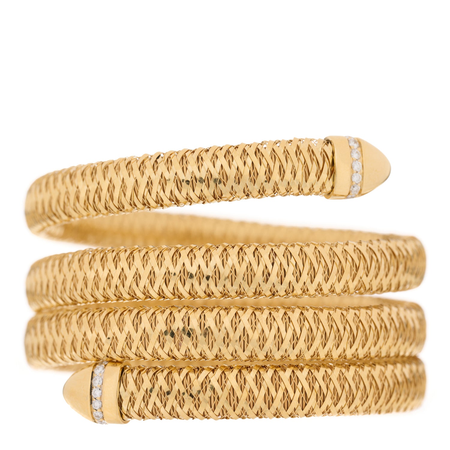 Roberto Coin 18K Yellow Gold Diamond Primavera Coil Bracelet 1 of 3