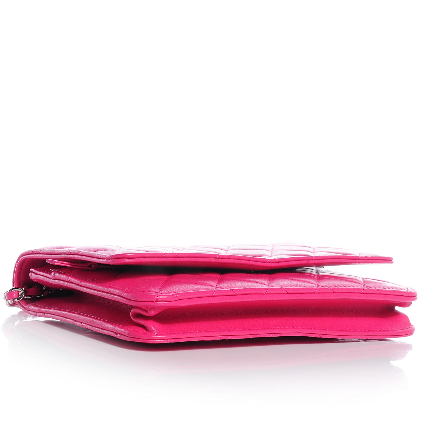 Chanel Lambskin Wallet On Chain WOC Dark Pink 3 of 8