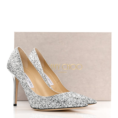 Jimmy Choo Coarse Glitter Abel 100 Pumps 40 Silver 8 of 8