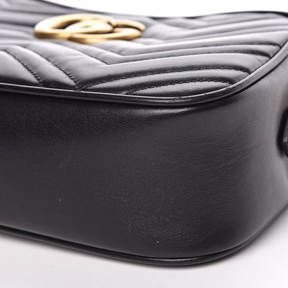 Gucci Calfskin Matelasse Small GG Marmont Chain Shoulder Bag Black 7 of 12