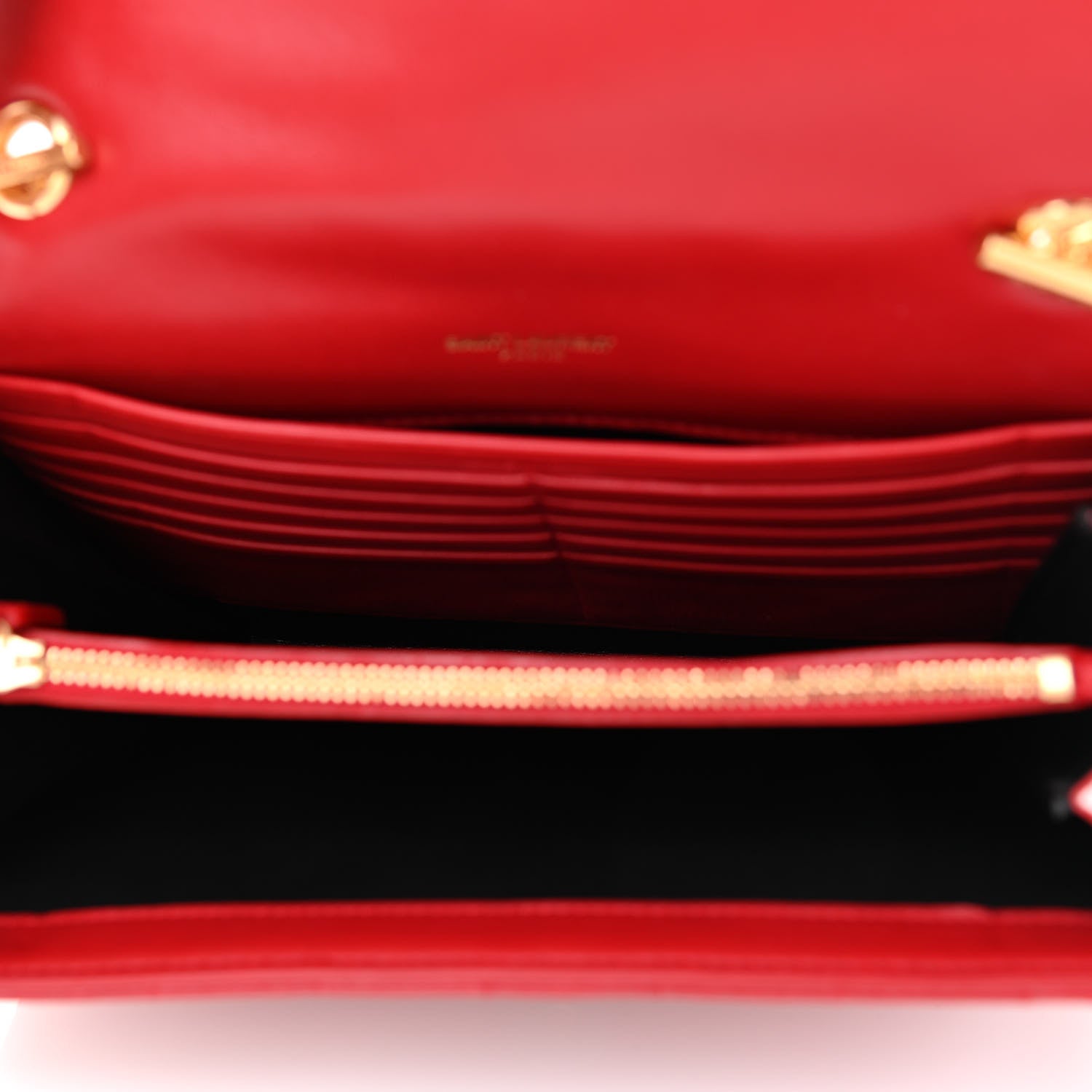 Saint Laurent Lambskin Matelasse Monogram Vicky Chain Wallet Rouge Eros 4 of 8