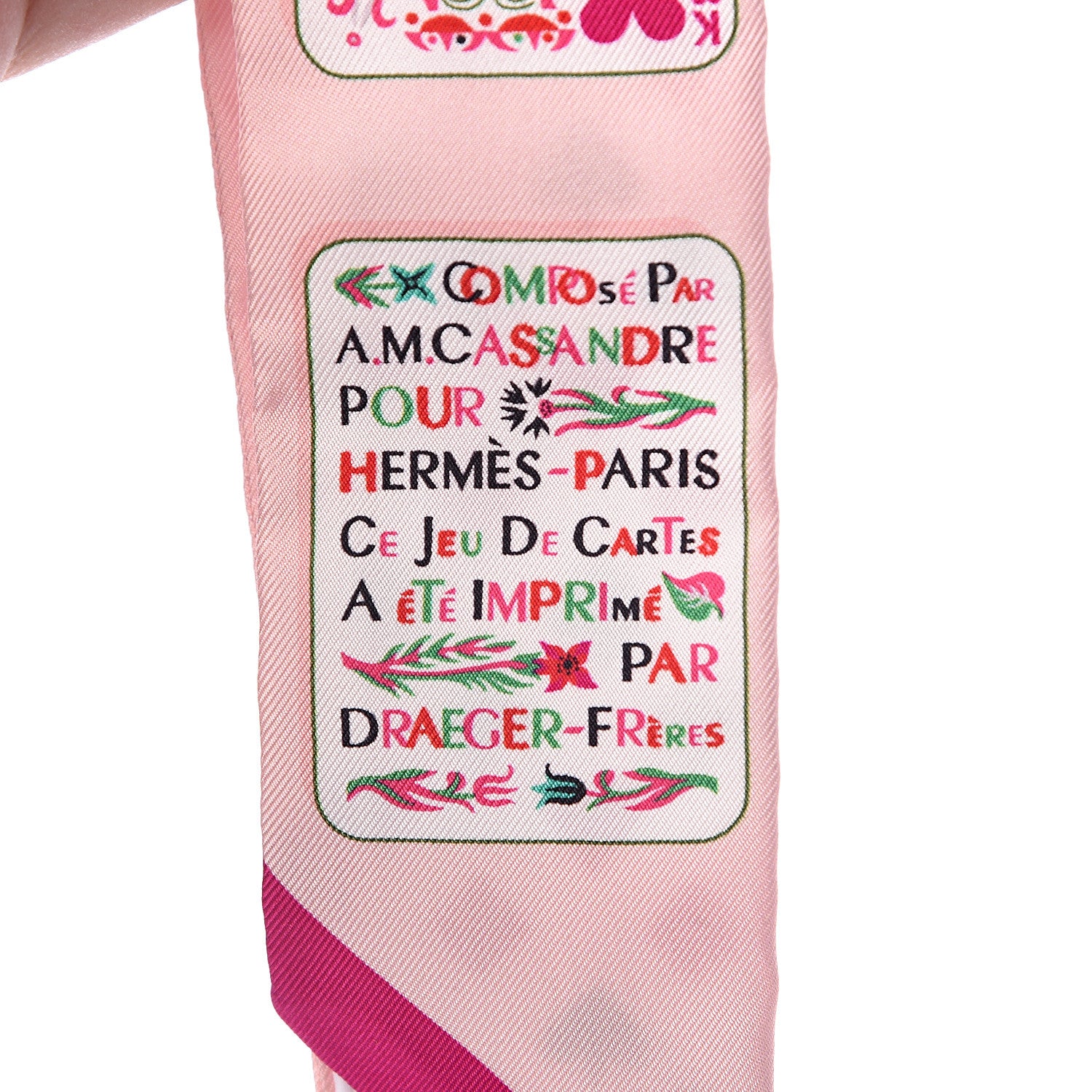 Hermes Silk Jeu de Cartes Twilly Rose Nacre Fuchsia Rouge 5 of 5