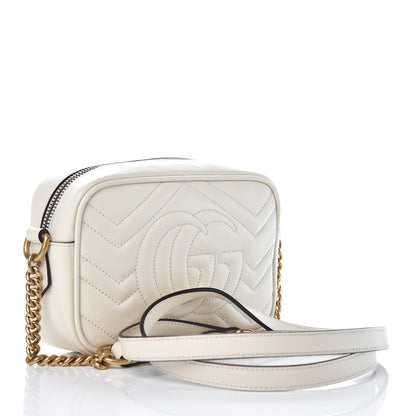 Gucci Calfskin Matelasse Mini GG Marmont Chain Shoulder Bag White 3 of 7