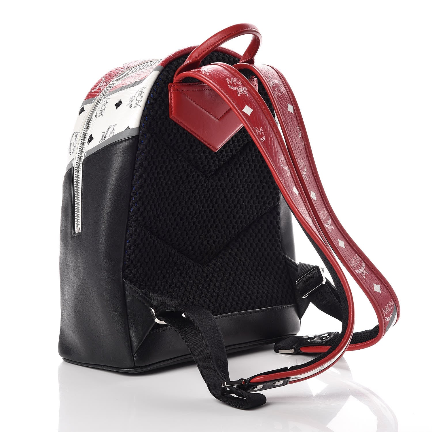 MCM Visetos Chevron Colorblock Small Stark Backpack Black 3 of 9