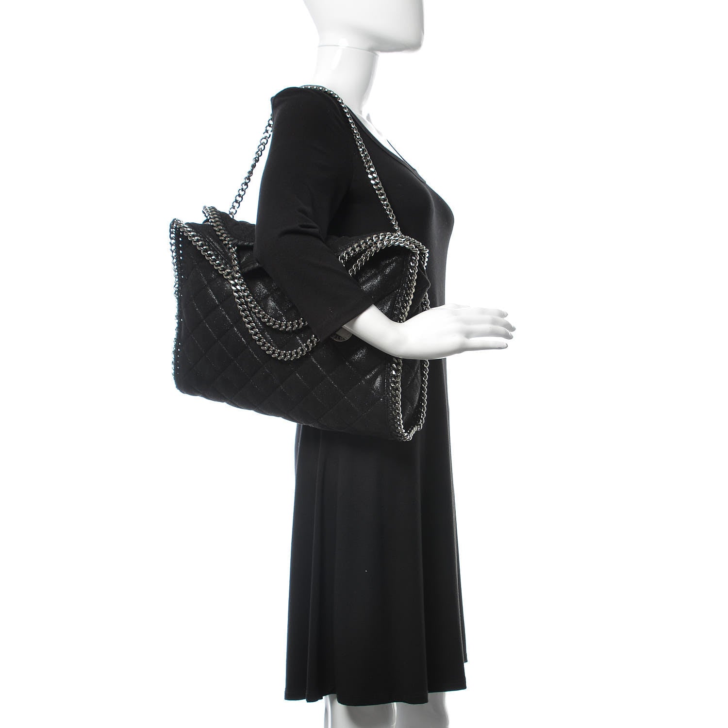 Stella McCartney Shaggy Deer Quilted Falabella Fold Over Tote Black 2 of 9