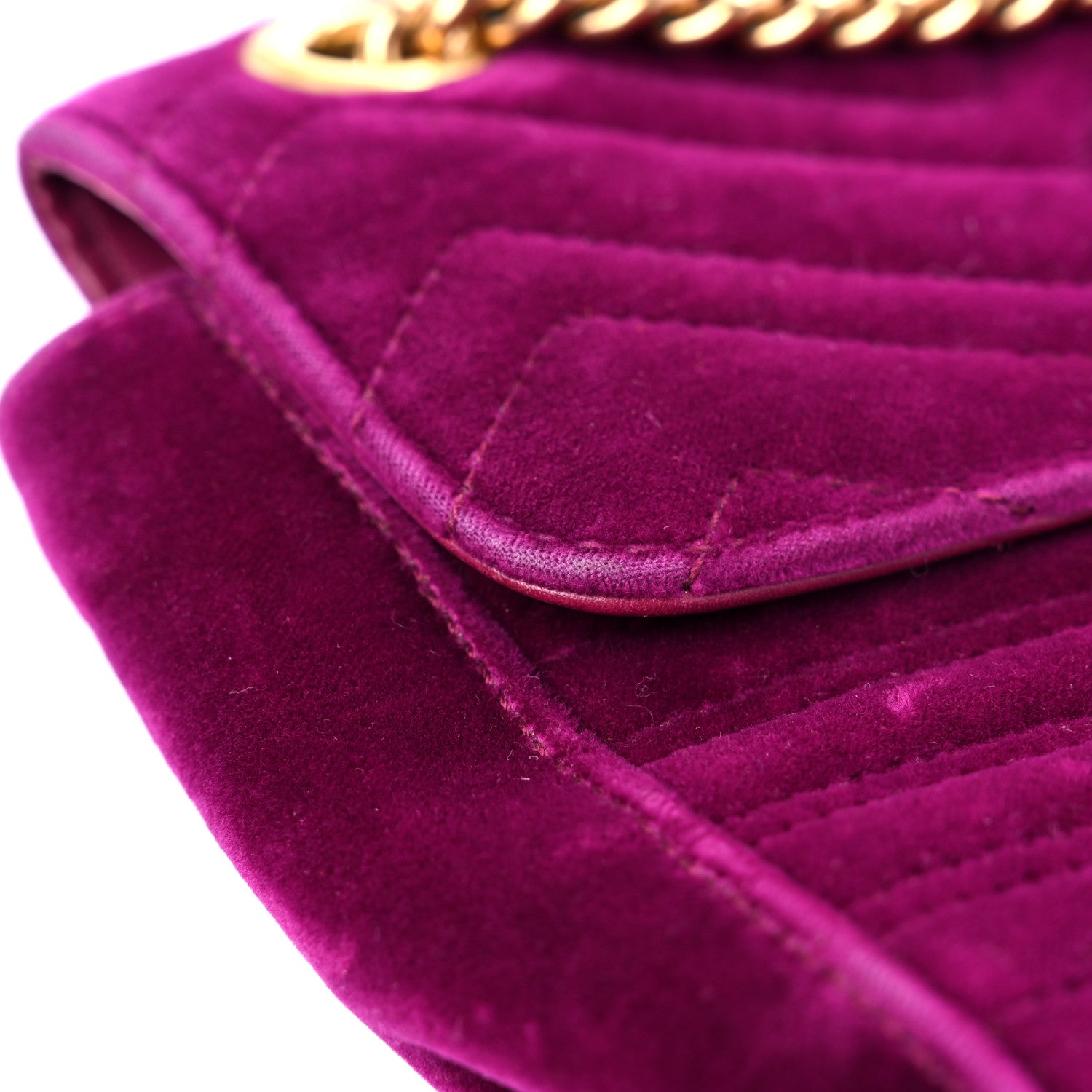 Gucci Velvet Matelasse Medium GG Marmont Shoulder Bag Fuchsia Violet Cyclamen 21 of 25