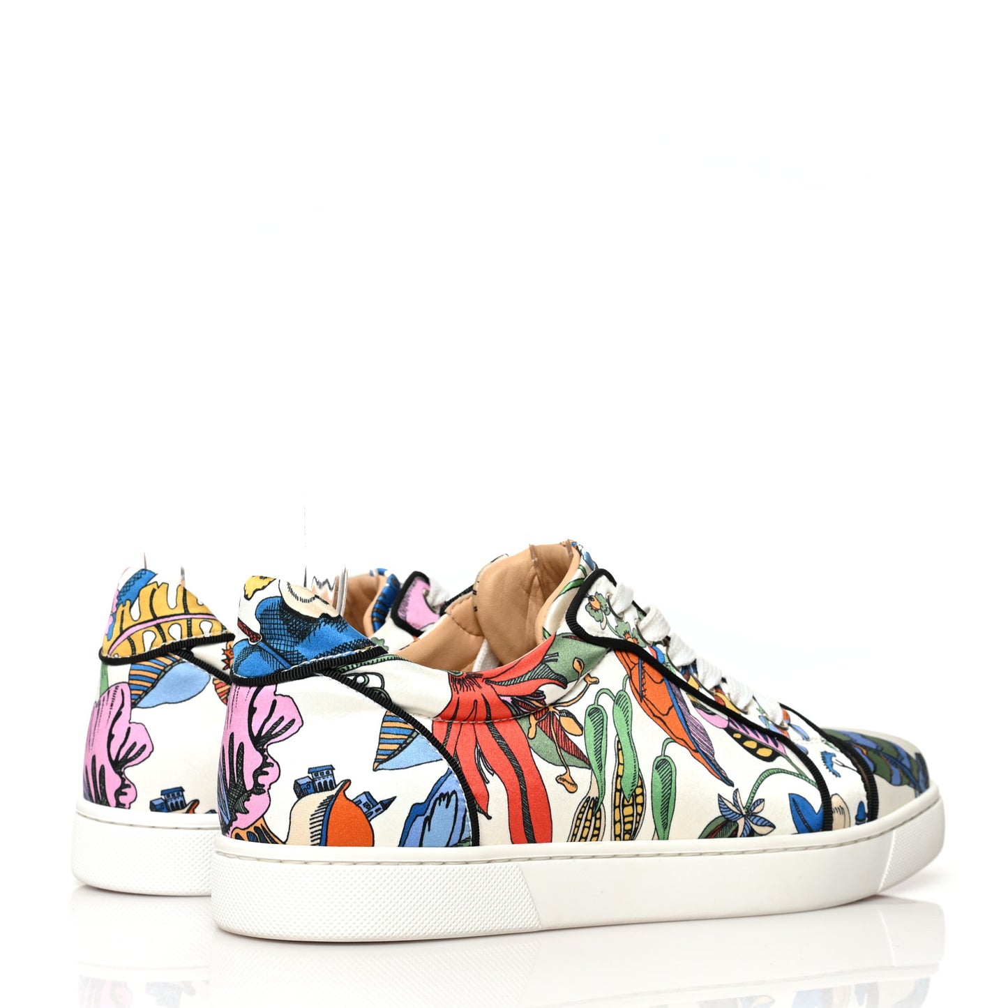 Calfskin Vieira Print Womens Orlato Flat Sneakers 40 White Multicolor