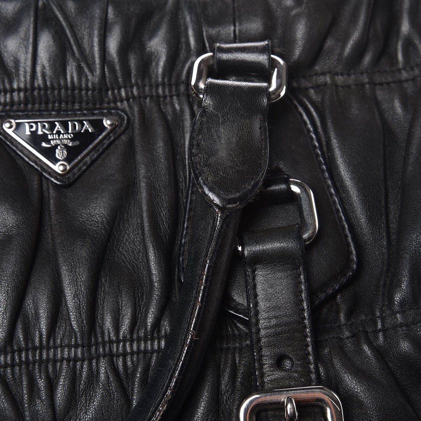 Nappa Gaufre Shopping Satchel Black