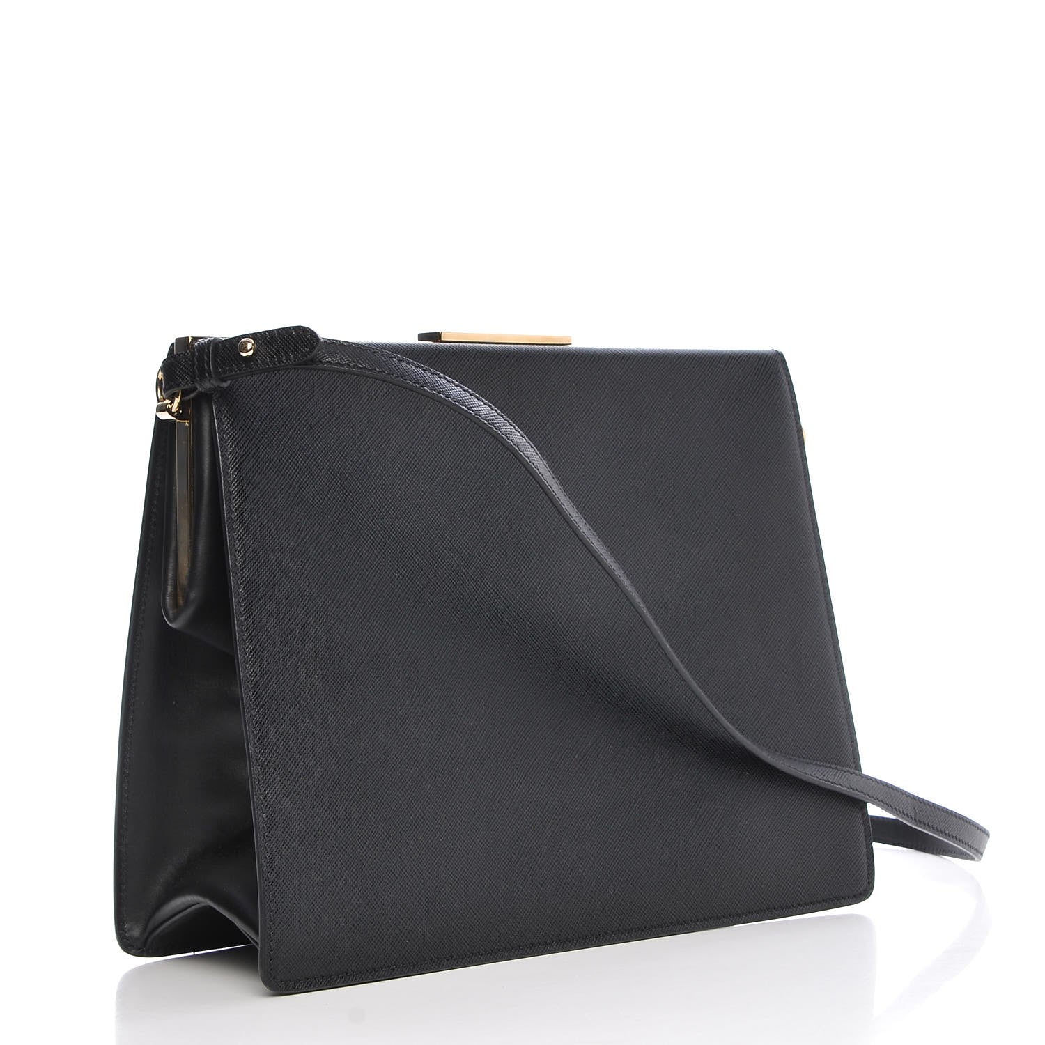 Prada Saffiano City Calf Light Frame Bag Nero Black 3 of 6